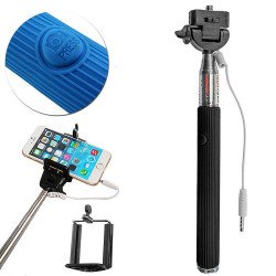 Wired Selfie Stick with Remote Small Clip (Black)
